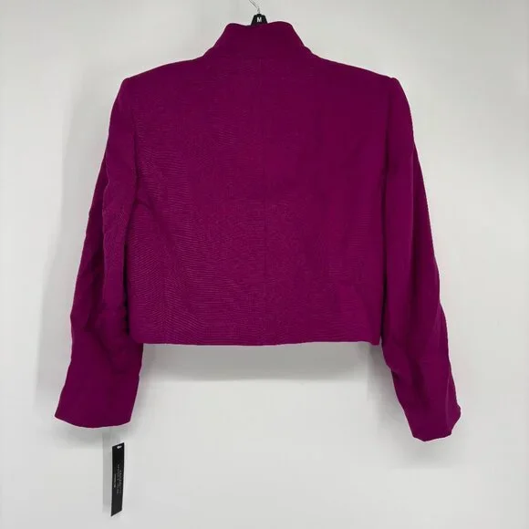 Tahari ASL Women's Asymmetric Envelope-Collar Lined Wrap Jacket Magenta 6 NWT - Picture 3 of 6